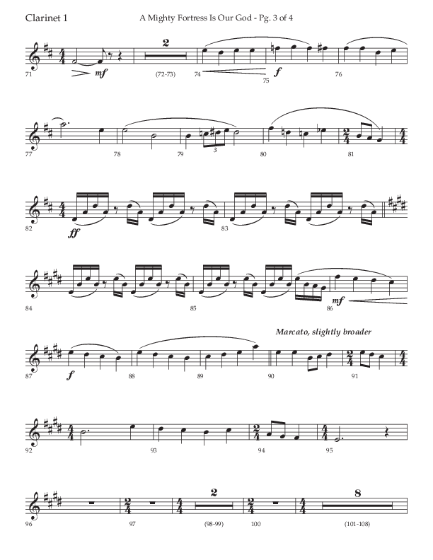 A Mighty Fortress Is Our God (Choral Anthem SATB) Clarinet 1/2 (Lifeway Choral / Arr. Ken Barker)