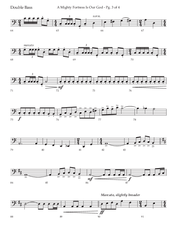 A Mighty Fortress Is Our God (Choral Anthem SATB) Double Bass (Lifeway Choral / Arr. Ken Barker)