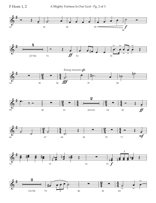 A Mighty Fortress Is Our God (Choral Anthem SATB) French Horn 1/2 (Lifeway Choral / Arr. Ken Barker)
