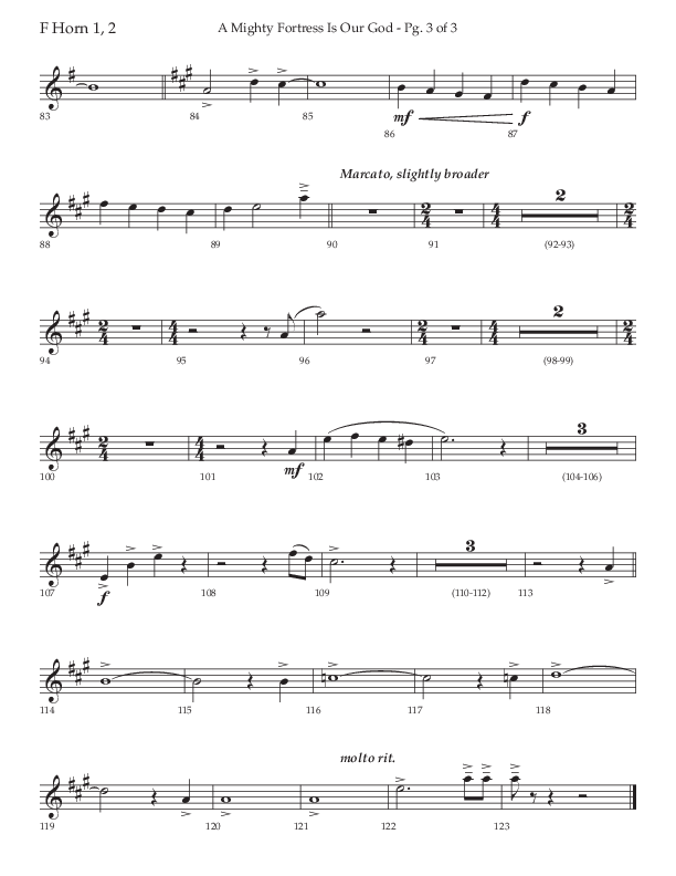 A Mighty Fortress Is Our God (Choral Anthem SATB) French Horn 1/2 (Lifeway Choral / Arr. Ken Barker)