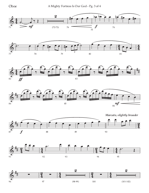 A Mighty Fortress Is Our God (Choral Anthem SATB) Oboe (Lifeway Choral / Arr. Ken Barker)