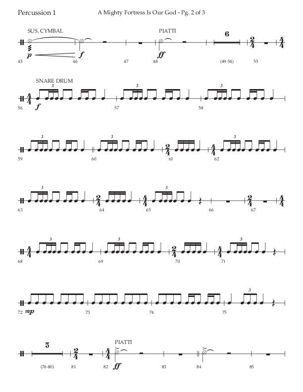 A Mighty Fortress Is Our God (Choral Anthem SATB) Percussion 1/2 (Lifeway Choral / Arr. Ken Barker)