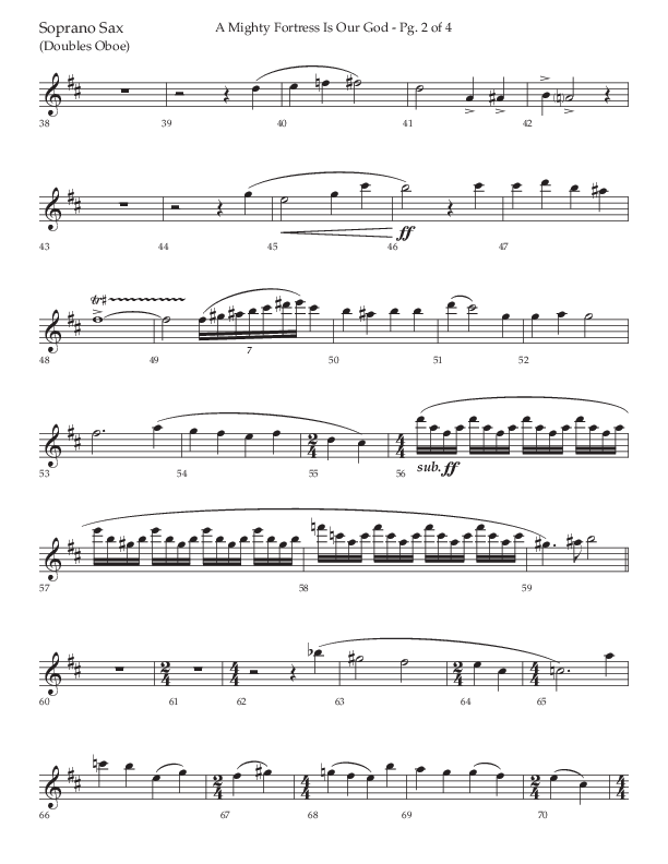 A Mighty Fortress Is Our God (Choral Anthem SATB) Soprano Sax (Lifeway Choral / Arr. Ken Barker)