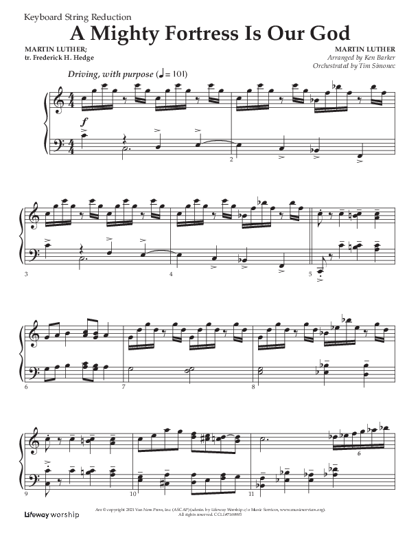 A Mighty Fortress Is Our God (Choral Anthem SATB) String Reduction (Lifeway Choral / Arr. Ken Barker)