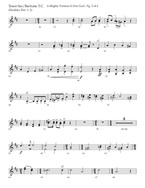 A Mighty Fortress Is Our God (Choral Anthem SATB) Tenor Sax/Baritone T.C. (Lifeway Choral / Arr. Ken Barker)