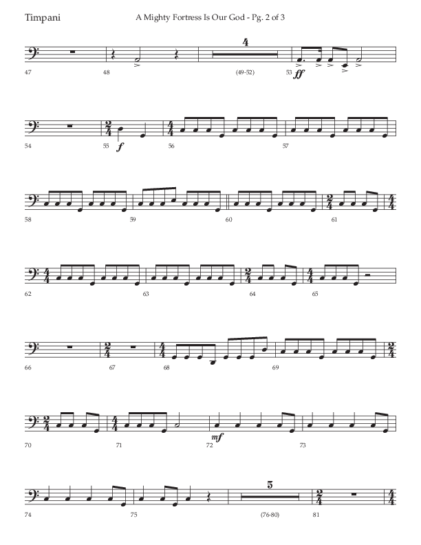 A Mighty Fortress Is Our God (Choral Anthem SATB) Timpani (Lifeway Choral / Arr. Ken Barker)