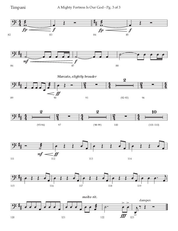 A Mighty Fortress Is Our God (Choral Anthem SATB) Timpani (Lifeway Choral / Arr. Ken Barker)