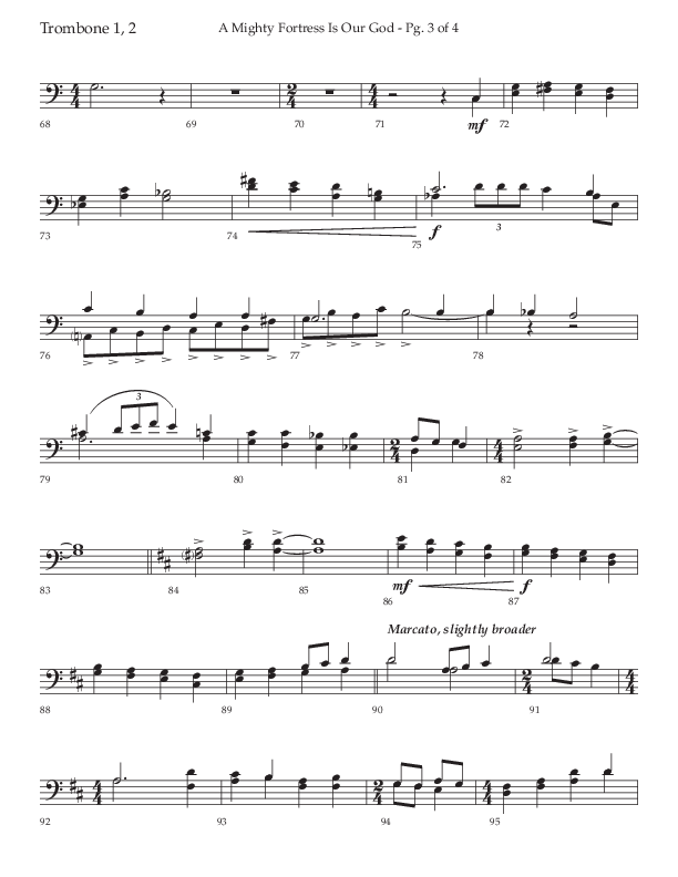 A Mighty Fortress Is Our God (Choral Anthem SATB) Trombone 1/2 (Lifeway Choral / Arr. Ken Barker)