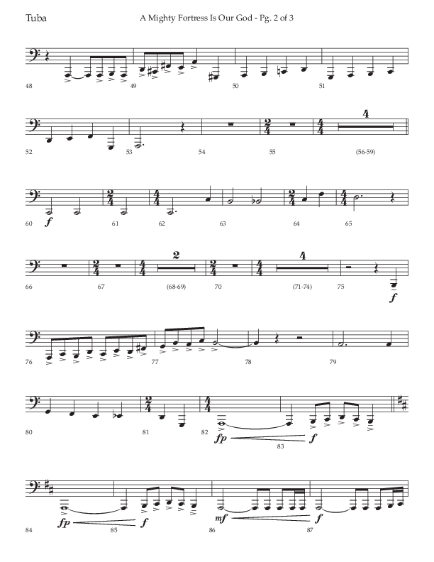 A Mighty Fortress Is Our God (Choral Anthem SATB) Tuba (Lifeway Choral / Arr. Ken Barker)