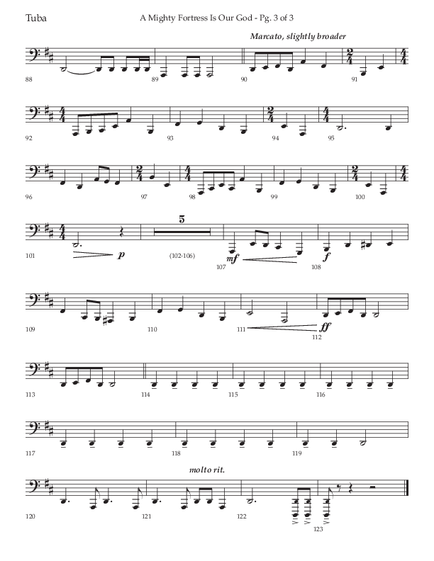 A Mighty Fortress Is Our God (Choral Anthem SATB) Tuba (Lifeway Choral / Arr. Ken Barker)