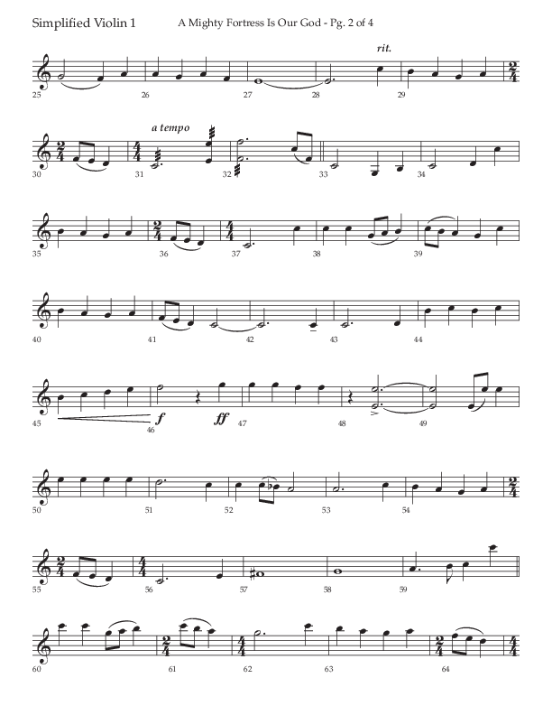 A Mighty Fortress Is Our God (Choral Anthem SATB) Violin 1 (Lifeway Choral / Arr. Ken Barker)