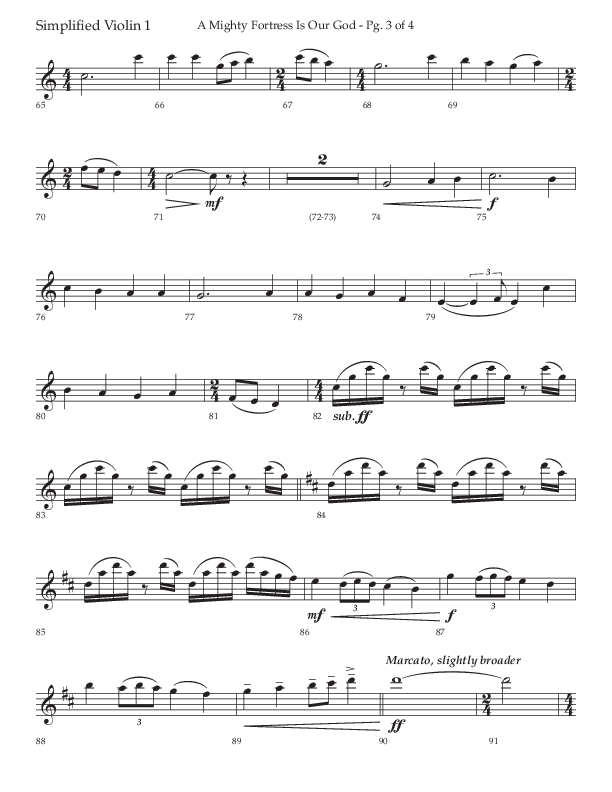 A Mighty Fortress Is Our God (Choral Anthem SATB) Violin 1 (Lifeway Choral / Arr. Ken Barker)