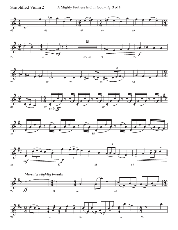 A Mighty Fortress Is Our God (Choral Anthem SATB) Violin 2 (Lifeway Choral / Arr. Ken Barker)