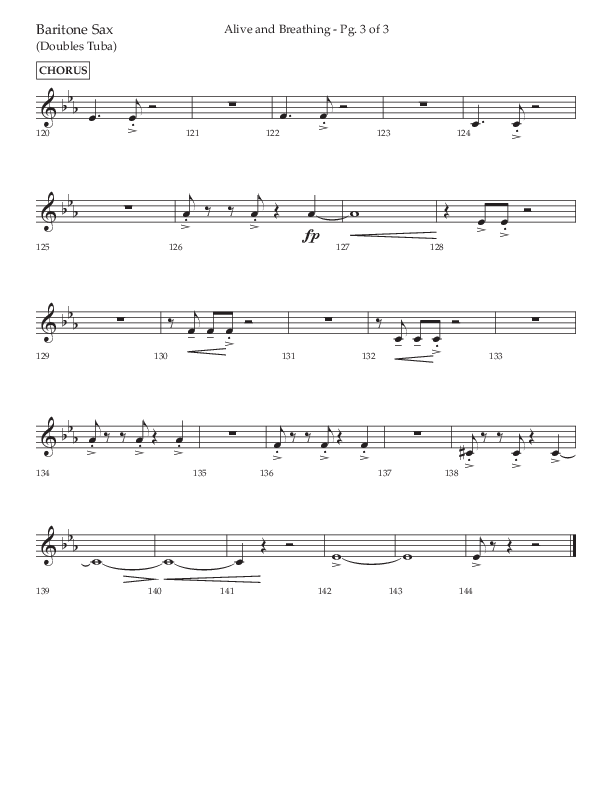 Alive And Breathing (Choral Anthem SATB) Bari Sax (Lifeway Choral / Arr. David Wise)