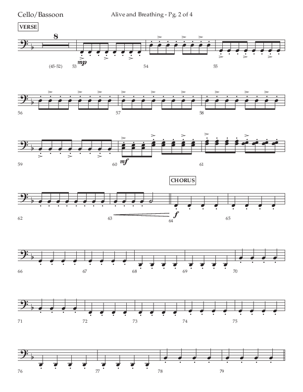 Alive And Breathing (Choral Anthem SATB) Cello (Lifeway Choral / Arr. David Wise)