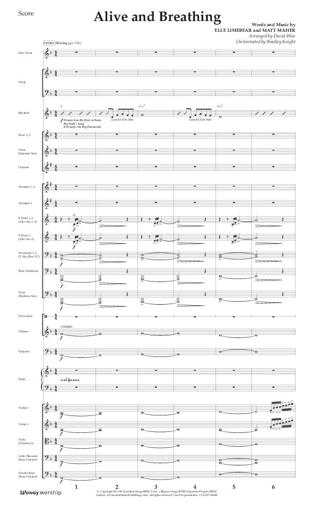 Alive And Breathing (Choral Anthem SATB) Orchestration (Lifeway Choral / Arr. David Wise)