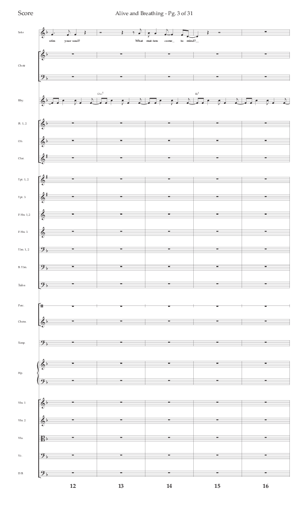 Alive And Breathing (Choral Anthem SATB) Orchestration (Lifeway Choral / Arr. David Wise)