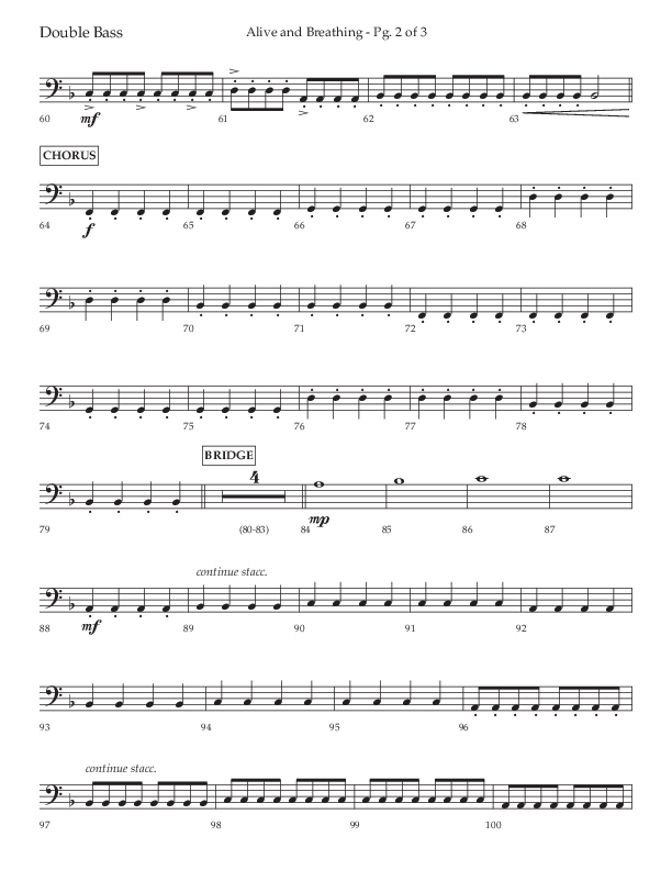 Alive And Breathing (Choral Anthem SATB) Double Bass (Lifeway Choral / Arr. David Wise)