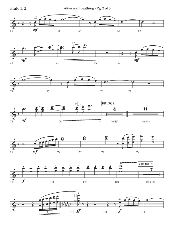 Alive And Breathing (Choral Anthem SATB) Flute 1/2 (Lifeway Choral / Arr. David Wise)