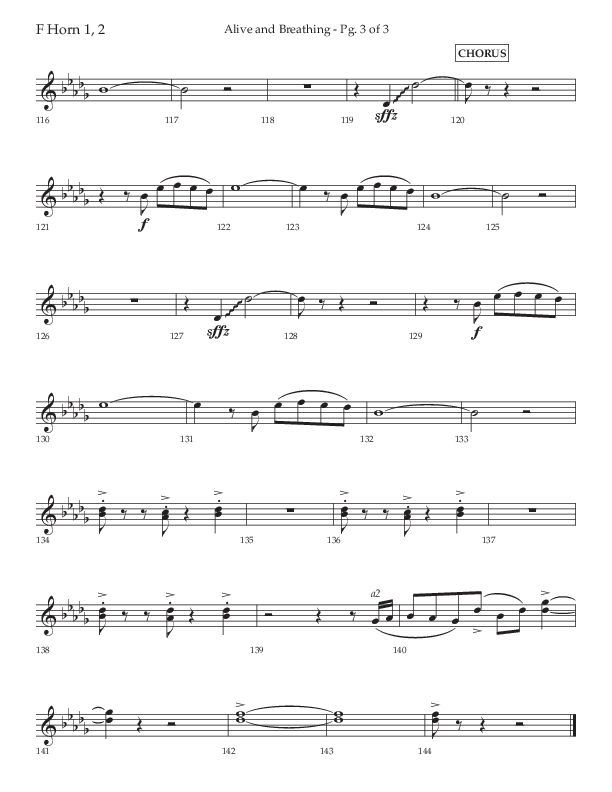 Alive And Breathing (Choral Anthem SATB) French Horn 1/2 (Lifeway Choral / Arr. David Wise)