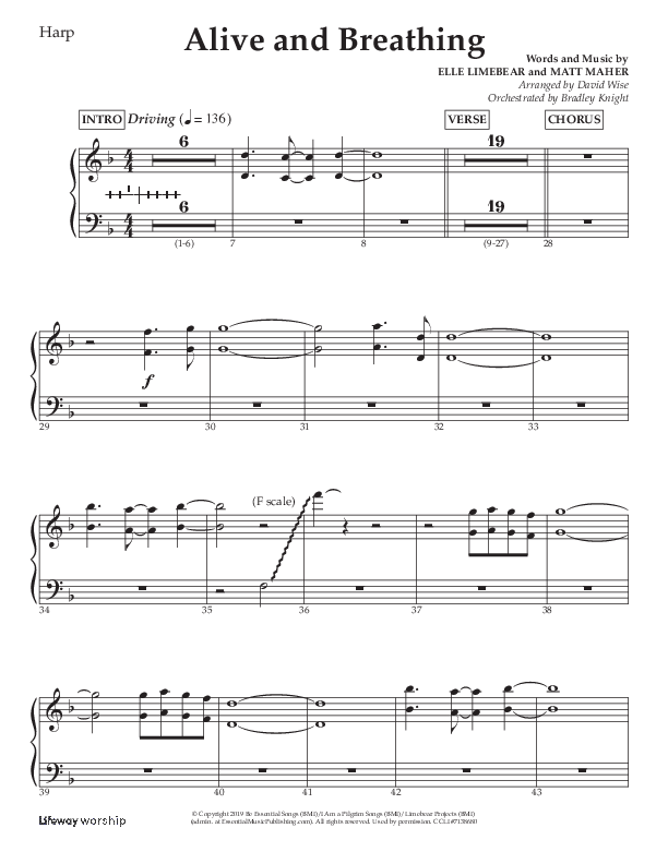 Alive And Breathing (Choral Anthem SATB) Harp (Lifeway Choral / Arr. David Wise)