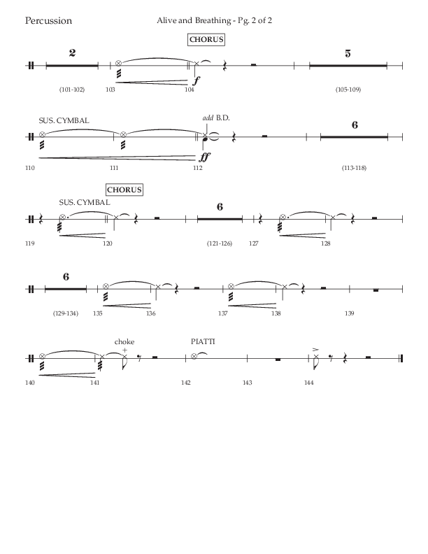Alive And Breathing (Choral Anthem SATB) Percussion (Lifeway Choral / Arr. David Wise)