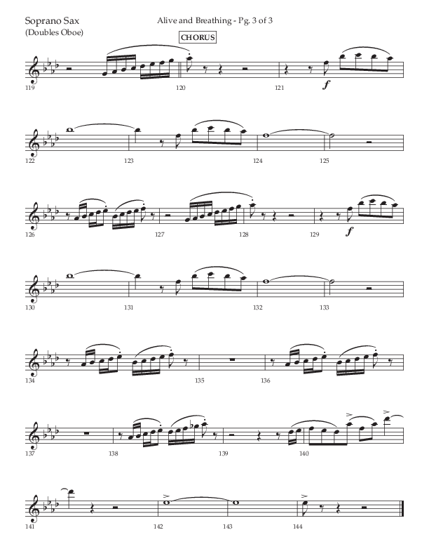 Alive And Breathing (Choral Anthem SATB) Soprano Sax (Lifeway Choral / Arr. David Wise)