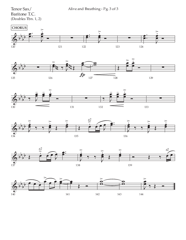 Alive And Breathing (Choral Anthem SATB) Tenor Sax/Baritone T.C. (Lifeway Choral / Arr. David Wise)