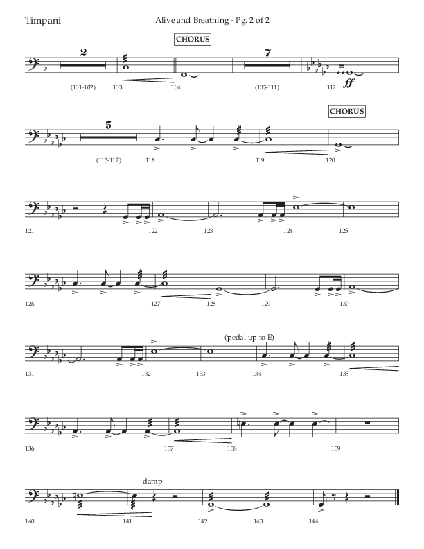 Alive And Breathing (Choral Anthem SATB) Timpani (Lifeway Choral / Arr. David Wise)
