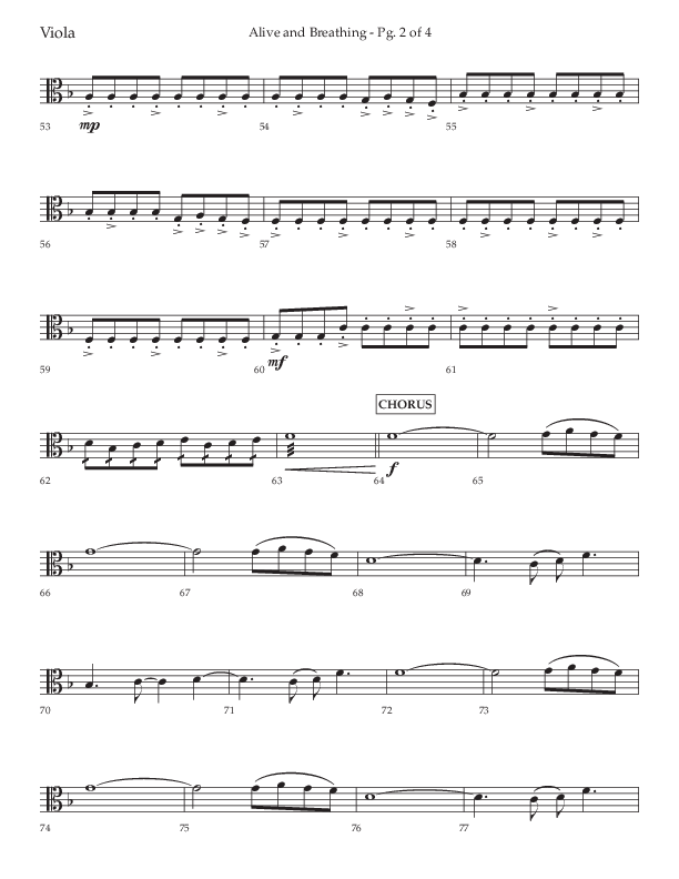Alive And Breathing (Choral Anthem SATB) Viola (Lifeway Choral / Arr. David Wise)