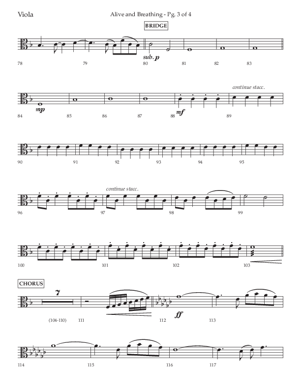 Alive And Breathing (Choral Anthem SATB) Viola (Lifeway Choral / Arr. David Wise)