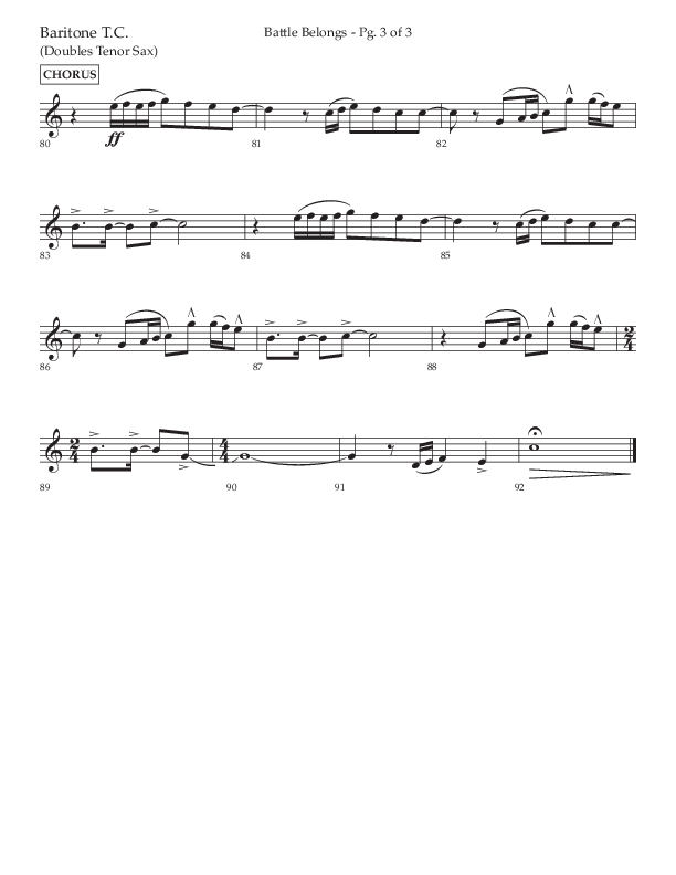Battle Belongs (Choral Anthem SATB) Baritone TC (Lifeway Choral / Arr. Craig Adams)