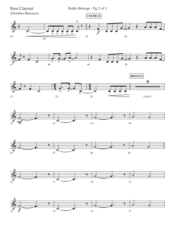 Battle Belongs (Choral Anthem SATB) Bass Clarinet (Lifeway Choral / Arr. Craig Adams)
