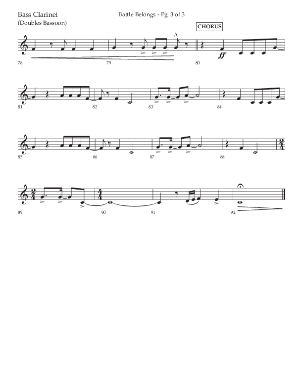 Battle Belongs (Choral Anthem SATB) Bass Clarinet (Lifeway Choral / Arr. Craig Adams)