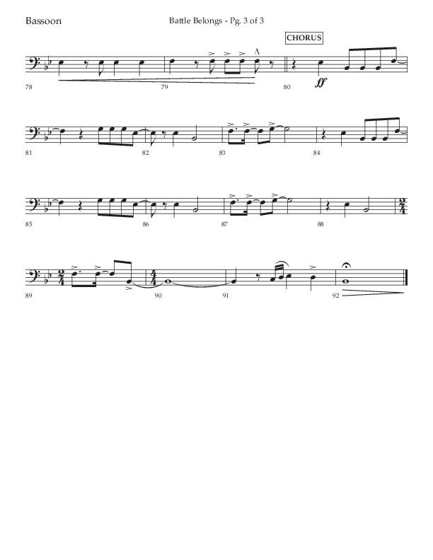 Battle Belongs (Choral Anthem SATB) Bassoon (Lifeway Choral / Arr. Craig Adams)