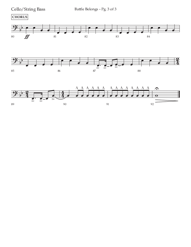 Battle Belongs (Choral Anthem SATB) Cello/Bass (Lifeway Choral / Arr. Craig Adams)