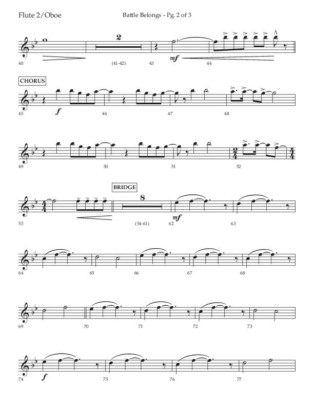 Battle Belongs (Choral Anthem SATB) Flute/Oboe (Lifeway Choral / Arr. Craig Adams)