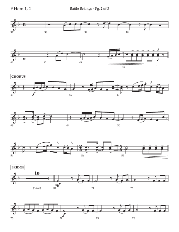 Battle Belongs (Choral Anthem SATB) French Horn 1/2 (Lifeway Choral / Arr. Craig Adams)