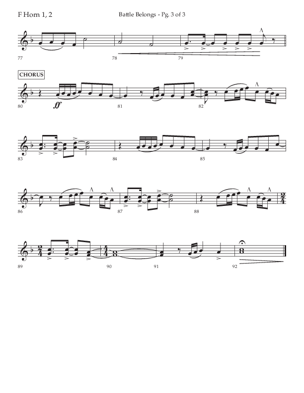 Battle Belongs (Choral Anthem SATB) French Horn 1/2 (Lifeway Choral / Arr. Craig Adams)