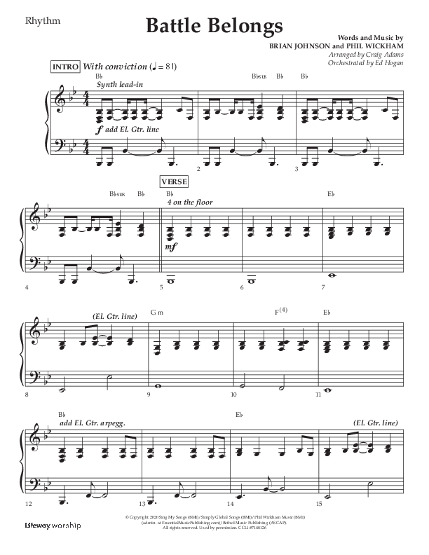 Battle Belongs (Choral Anthem SATB) Lead Melody & Rhythm (Lifeway Choral / Arr. Craig Adams)