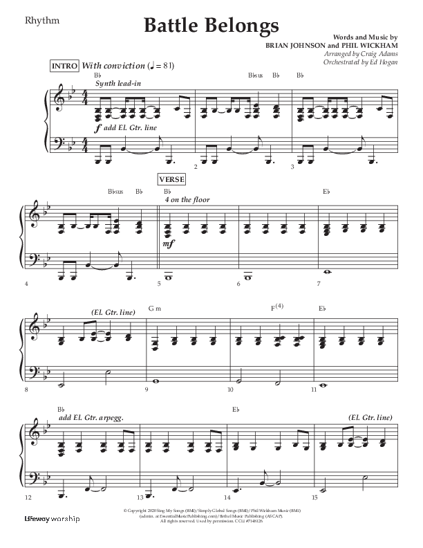 Battle Belongs (Choral Anthem SATB) Lead Melody & Rhythm (Lifeway Choral / Arr. Craig Adams)