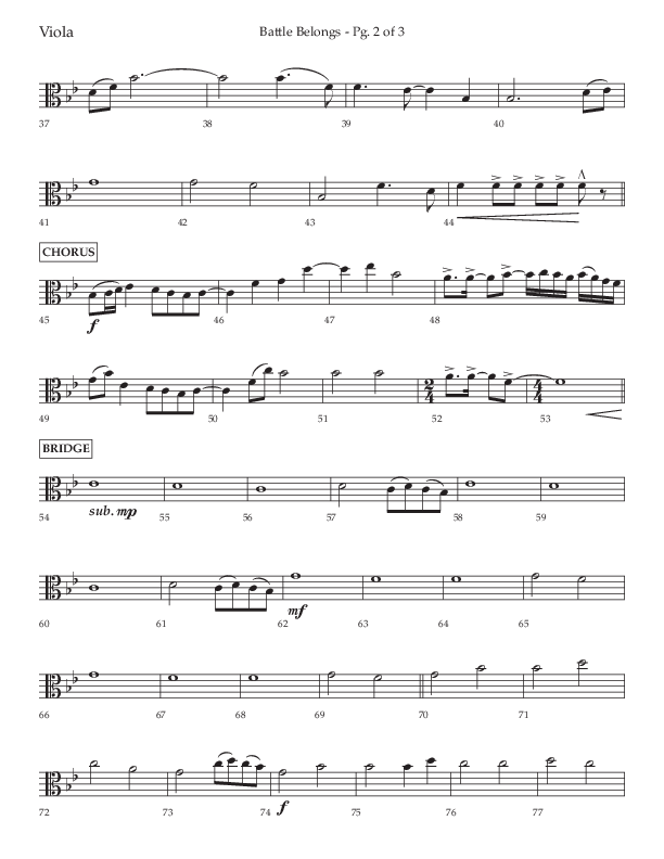 Battle Belongs (Choral Anthem SATB) Viola (Lifeway Choral / Arr. Craig Adams)