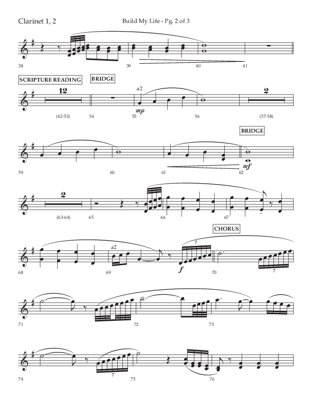 Build My Life (Choral Anthem SATB) Clarinet 1/2 (Lifeway Choral / Arr. Ken Barker / Arr. Craig Adams / Arr. Danny Zaloudik)
