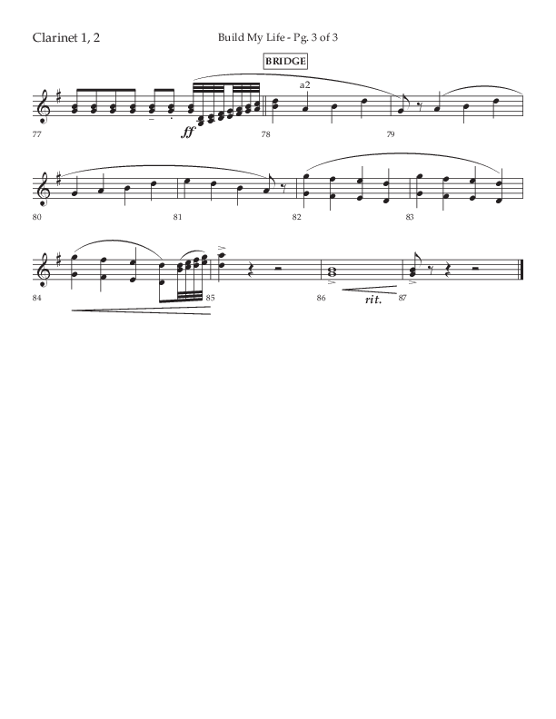Build My Life (Choral Anthem SATB) Clarinet 1/2 (Lifeway Choral / Arr. Ken Barker / Arr. Craig Adams / Arr. Danny Zaloudik)