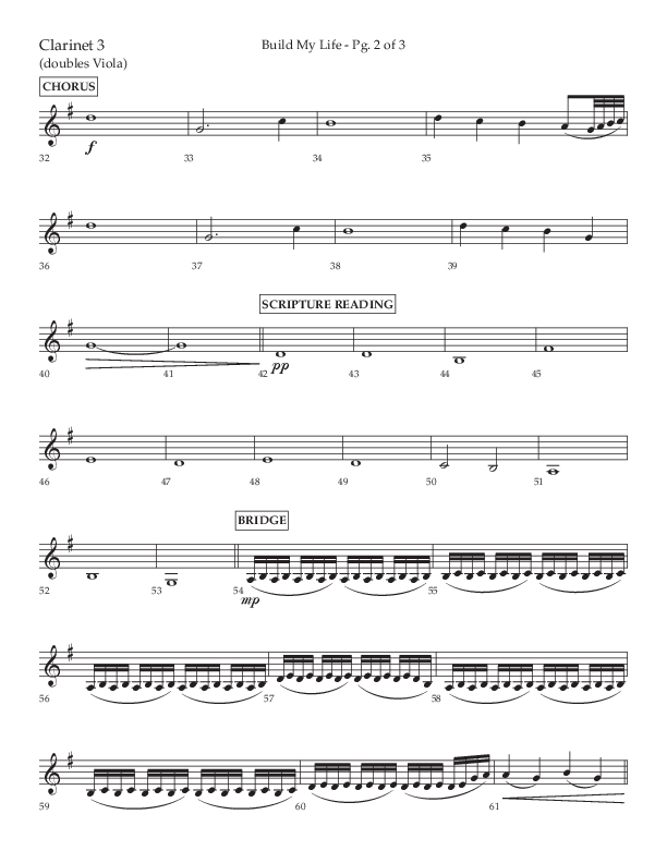 Build My Life (Choral Anthem SATB) Clarinet 3 (Lifeway Choral / Arr. Ken Barker / Arr. Craig Adams / Arr. Danny Zaloudik)