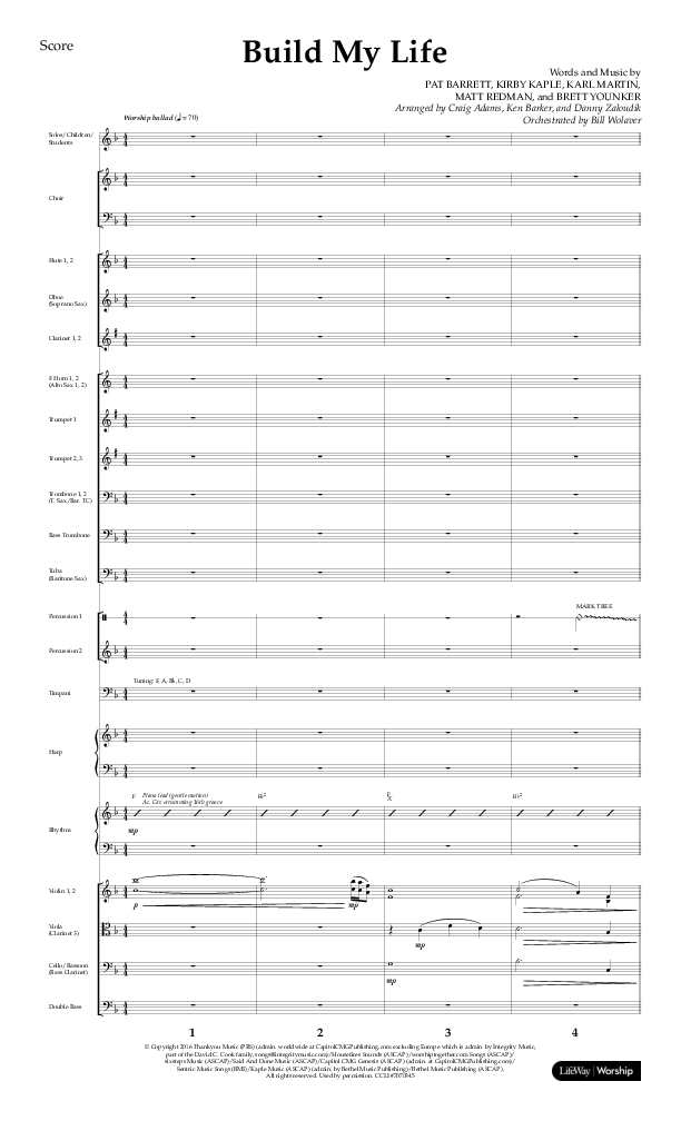 Build My Life (Choral Anthem SATB) Conductor's Score (Lifeway Choral / Arr. Ken Barker / Arr. Craig Adams / Arr. Danny Zaloudik)