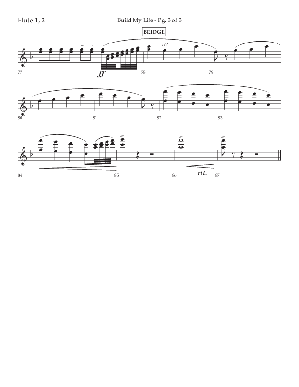 Build My Life (Choral Anthem SATB) Flute 1/2 (Lifeway Choral / Arr. Ken Barker / Arr. Craig Adams / Arr. Danny Zaloudik)