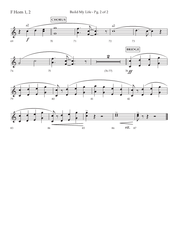 Build My Life (Choral Anthem SATB) French Horn 1/2 (Lifeway Choral / Arr. Ken Barker / Arr. Craig Adams / Arr. Danny Zaloudik)