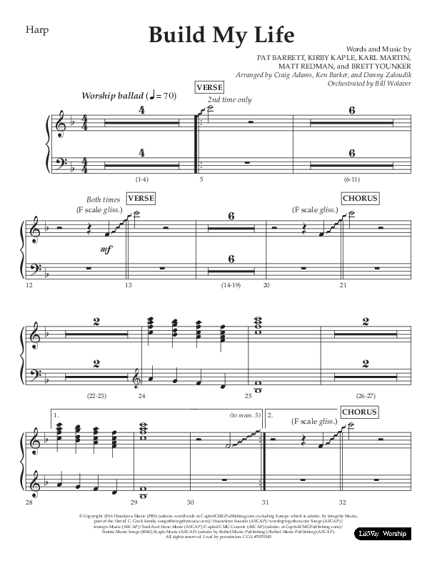 Build My Life (Choral Anthem SATB) Harp (Lifeway Choral / Arr. Ken Barker / Arr. Craig Adams / Arr. Danny Zaloudik)