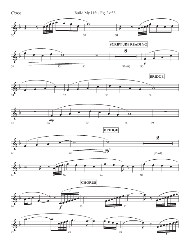 Build My Life (Choral Anthem SATB) Oboe (Lifeway Choral / Arr. Ken Barker / Arr. Craig Adams / Arr. Danny Zaloudik)